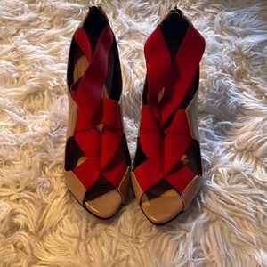 Zara open toe, cross instep shoe.